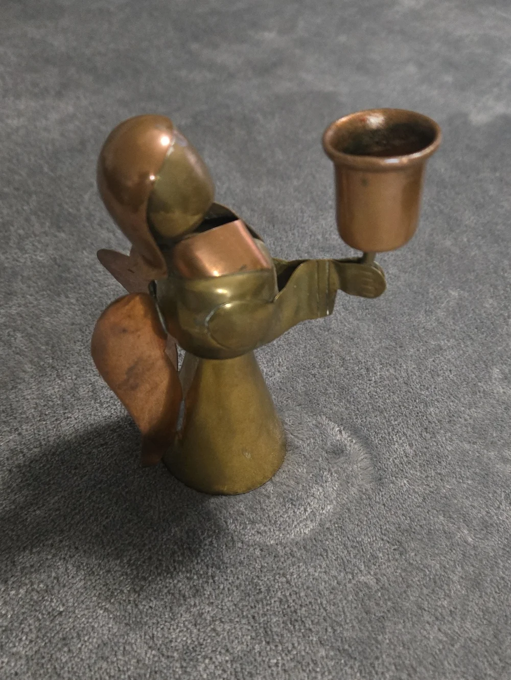 Vintage Copper And Brass Angel Candle Holder Product Of Mexico Stamp